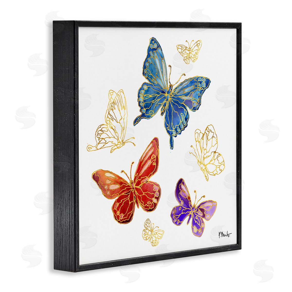 Paul Brent Butterfly Glam Detail Black Framed Giclee Wall Artside_