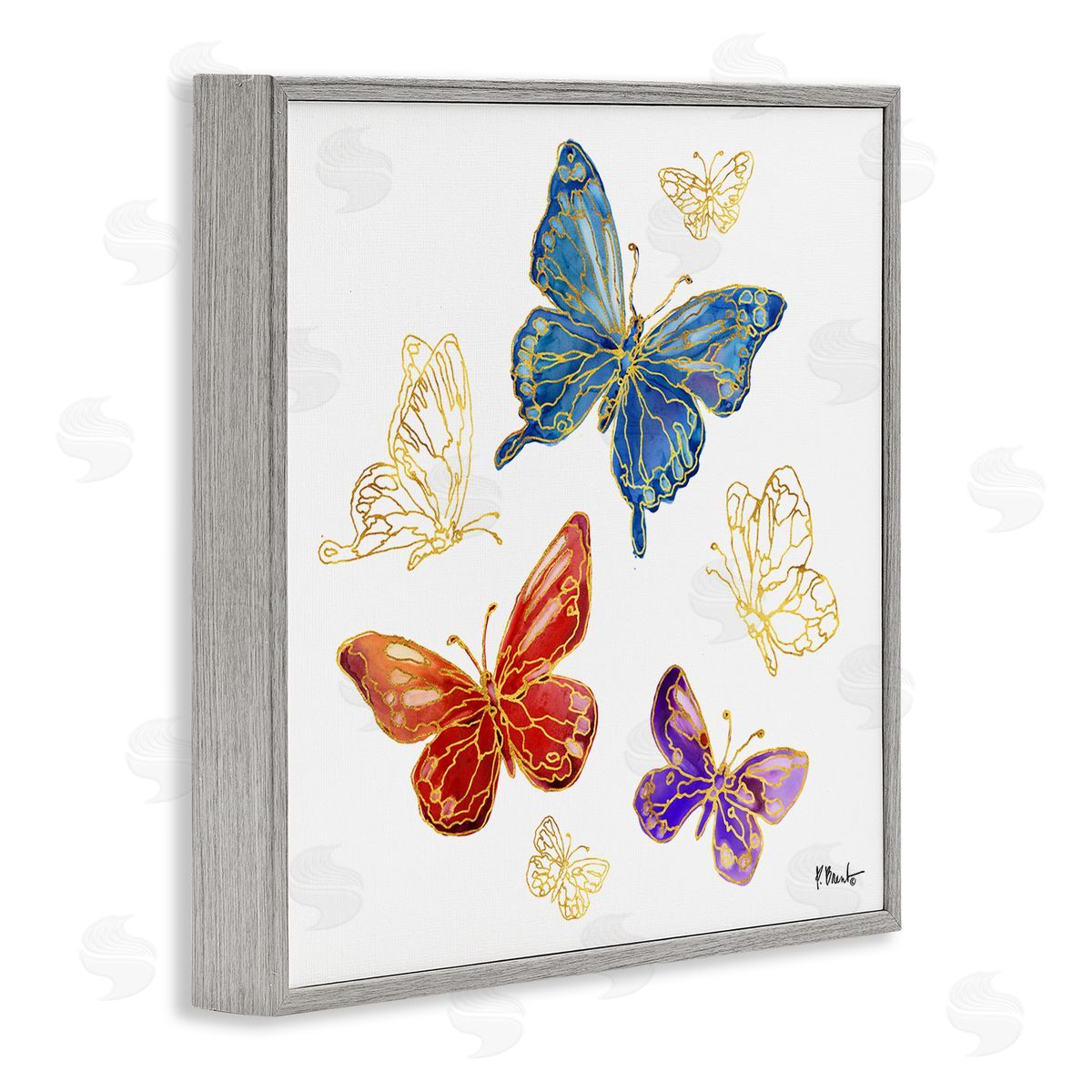 Paul Brent Butterfly Glam Detail Gray Framed Giclee Wall Artside_
