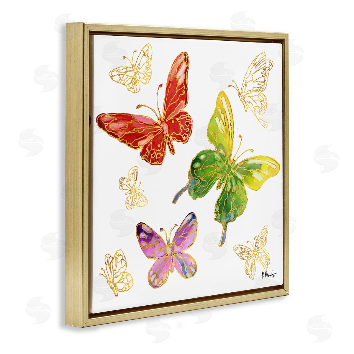 Paul Brent Butterflies Glam Detail Gold Floater Frame Canvas Artside_