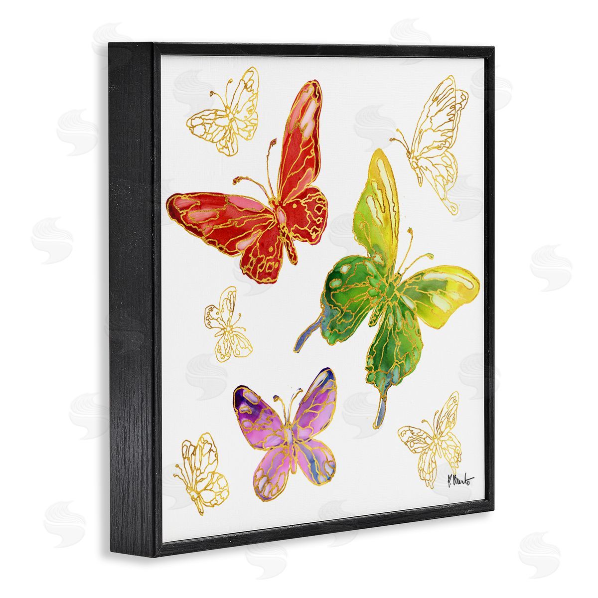 Paul Brent Butterflies Glam Detail Black Framed Giclee Wall Artside_