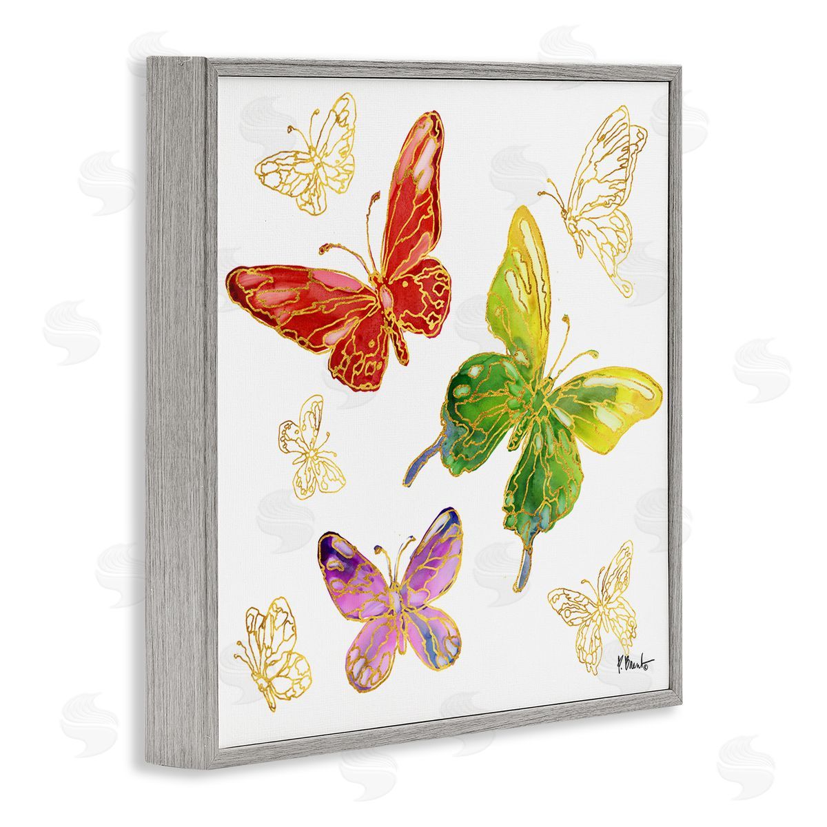 Paul Brent Butterflies Glam Detail Gray Framed Giclee Wall Artside_