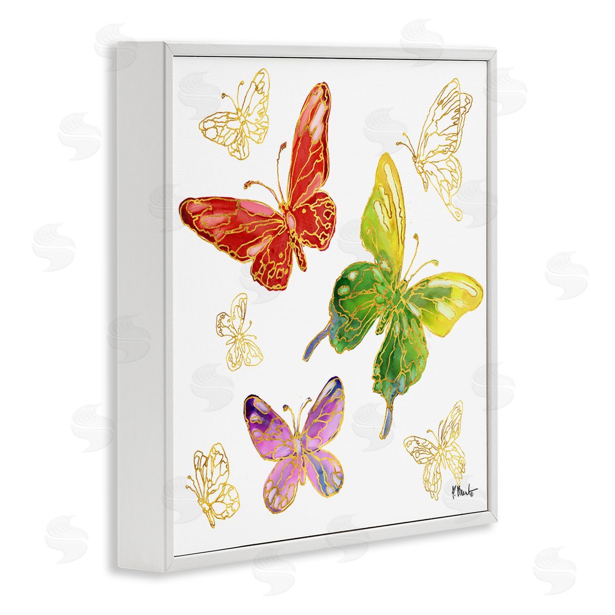 Paul Brent Butterflies Glam Detail White Framed Giclee Wall Artside_