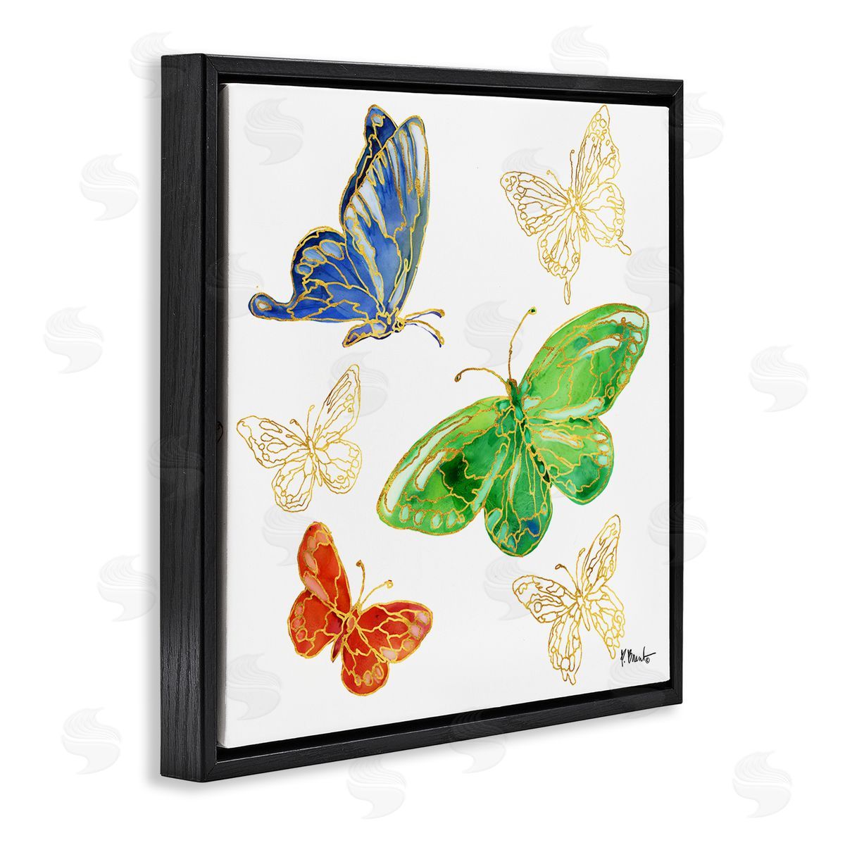 Paul Brent Butterflies Glam Outline Black Floater Frame Canvas Artside_
