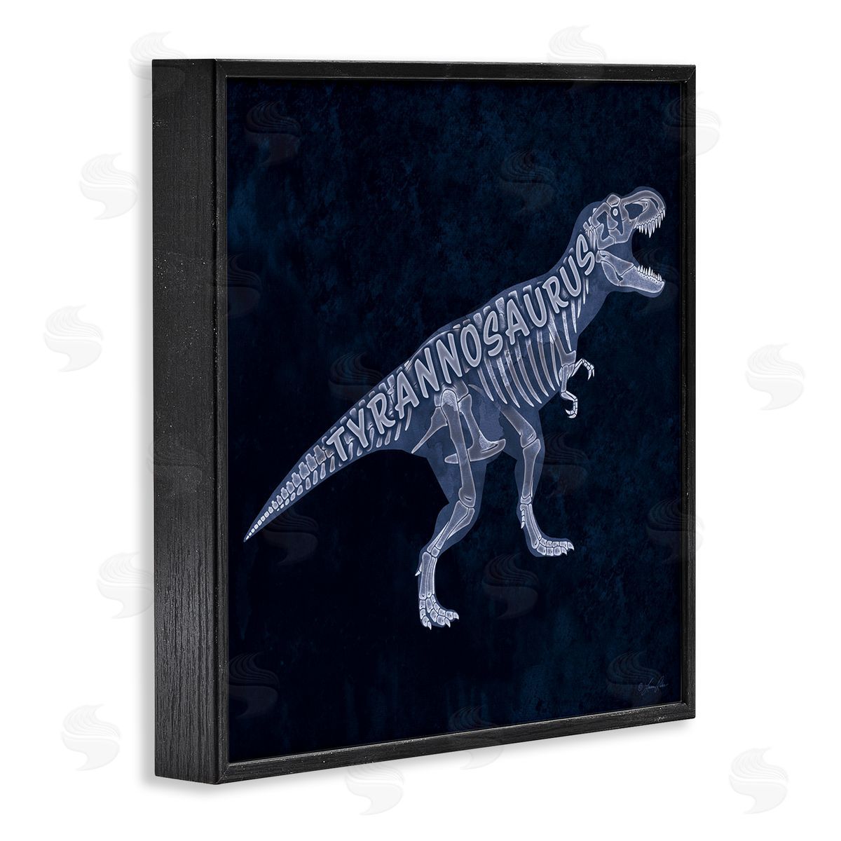 Lauren Rader Blue T-Rex Skeleton Black Framed Giclee Wall Artside_