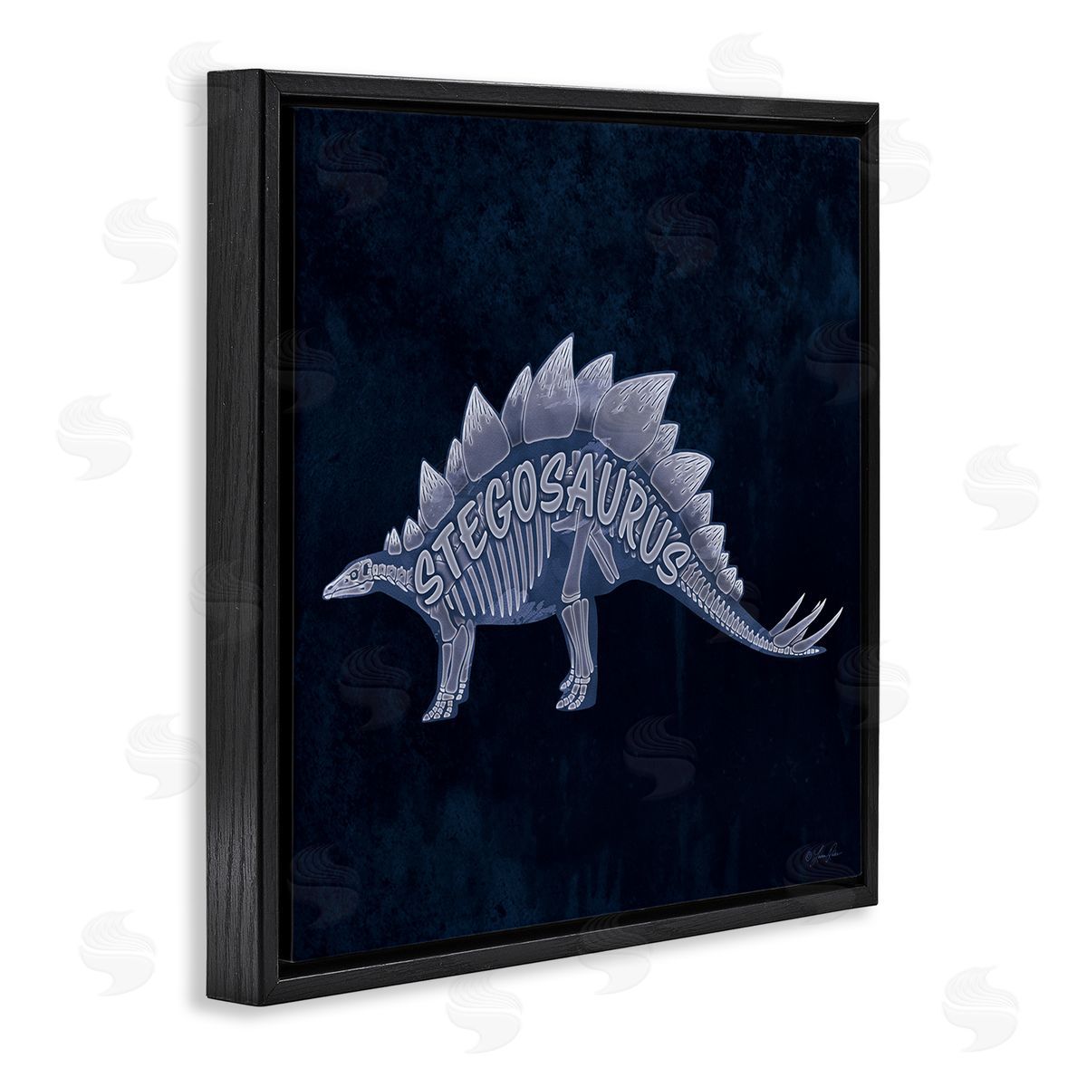 Lauren Rader Blue Stegosaurus Skeleton Black Floater Frame Canvas Artside_
