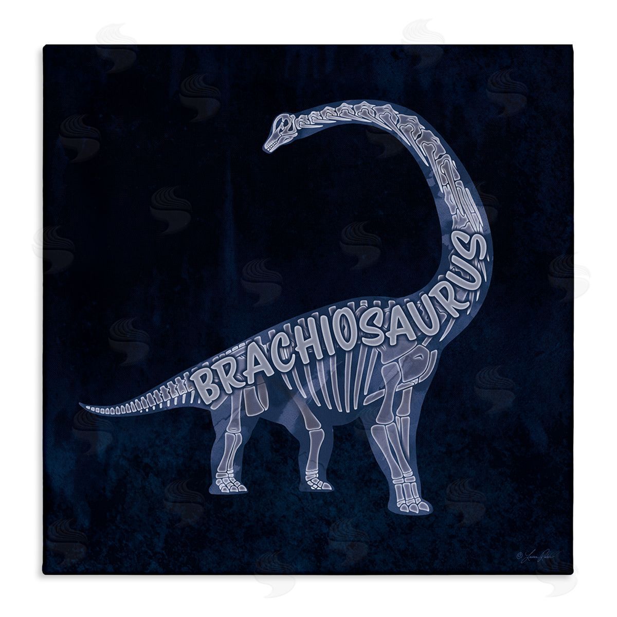 Lauren Rader Blue Brachiosaurus Skeleton Canvas Wall Art