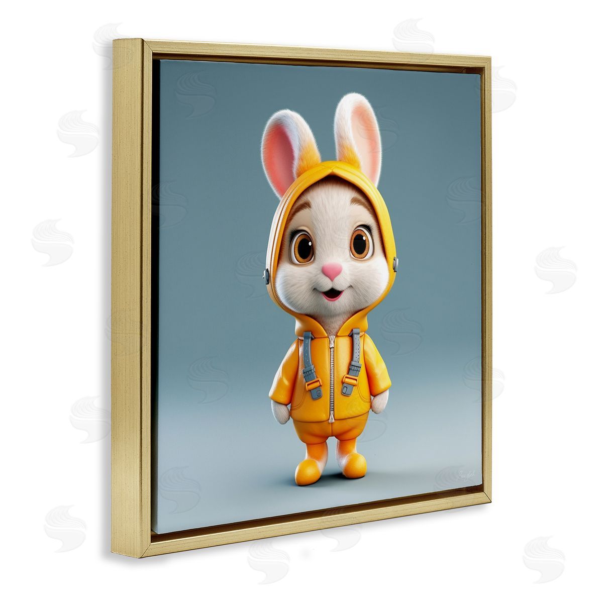 Roozbeh Rabbit in Yellow Suit Gold Floater Frame Canvas Artside_