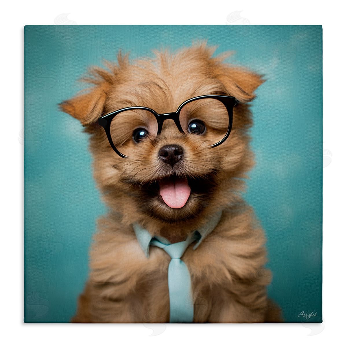Roozbeh Brown Dog Portrait Canvas Wall Art