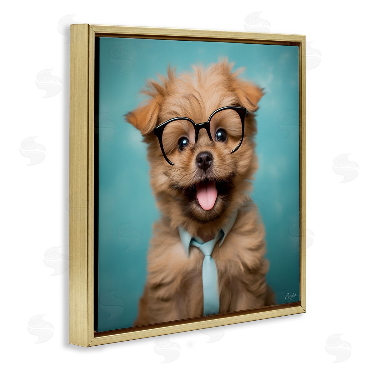Roozbeh Brown Dog Portrait Gold Floater Frame Canvas Artside_
