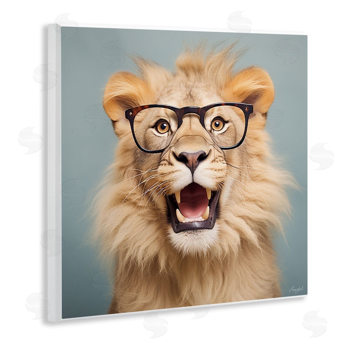 Roozbeh Roaring Lion in Glasses Wall Plaque Artside_