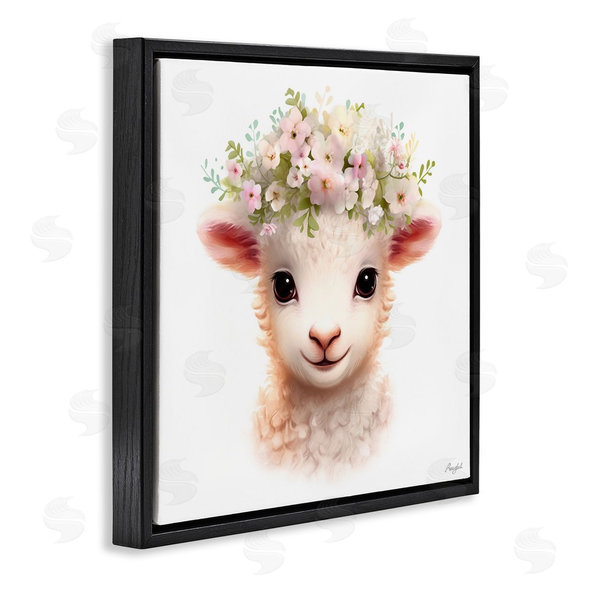 Roozbeh Soft Floral Lamb Black Floater Frame Canvas Artside_