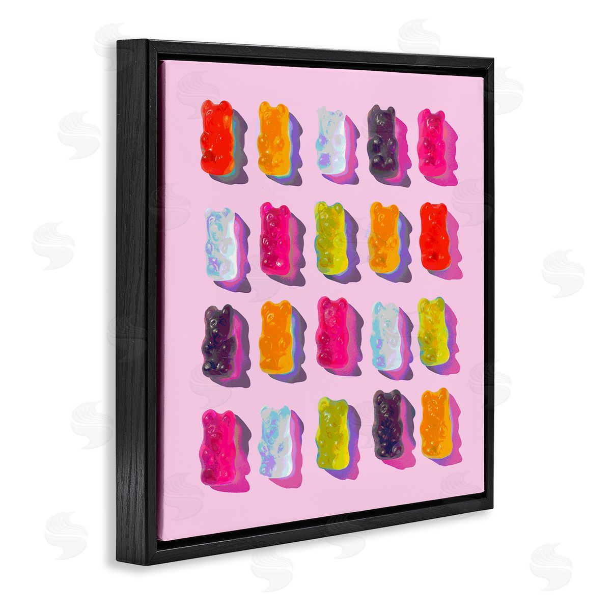 Stupell Studio Pink Modern Gummy Candy Black Floater Frame Canvas Artside_