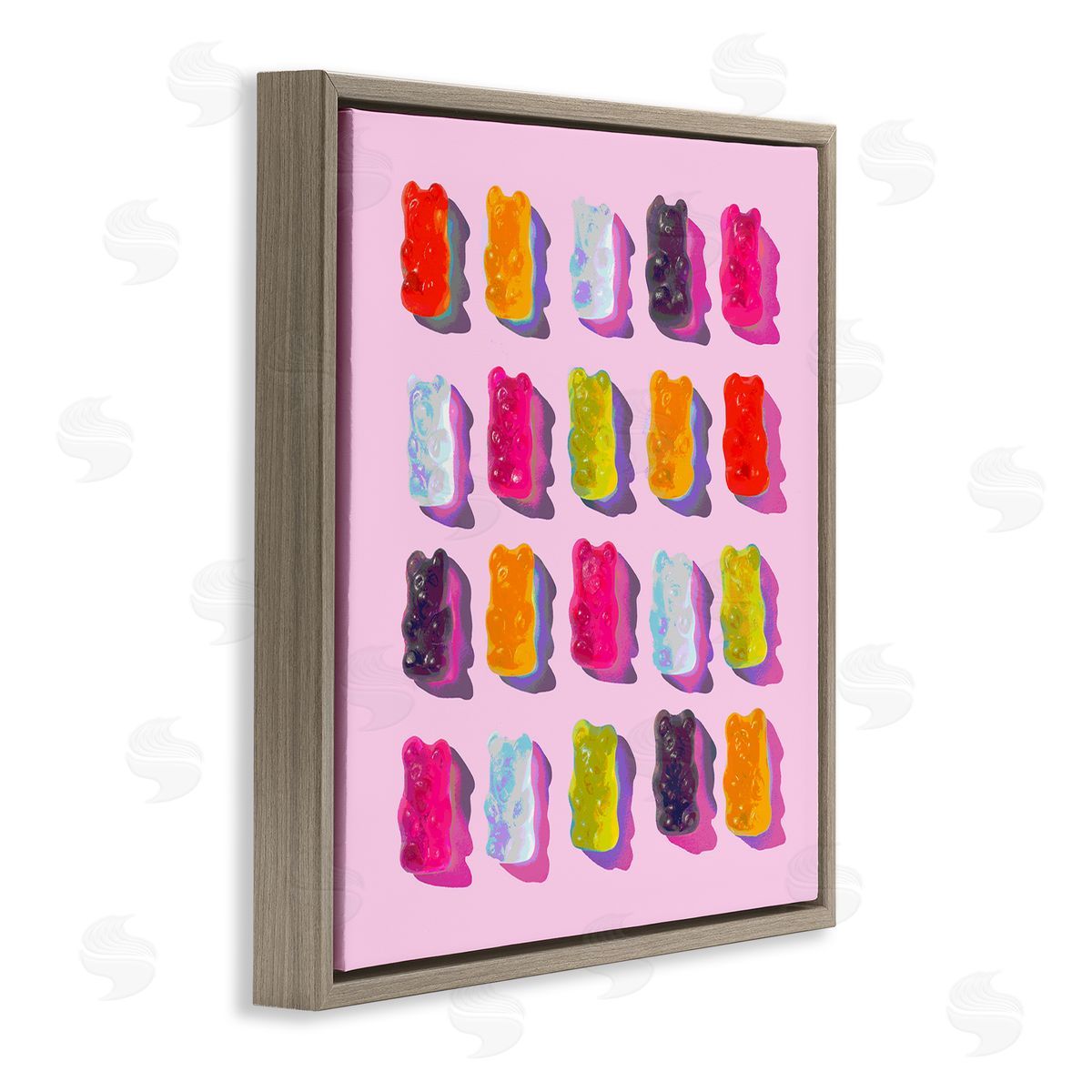 Stupell Studio Pink Modern Gummy Candy Brown Floater Frame Canvas Artside_