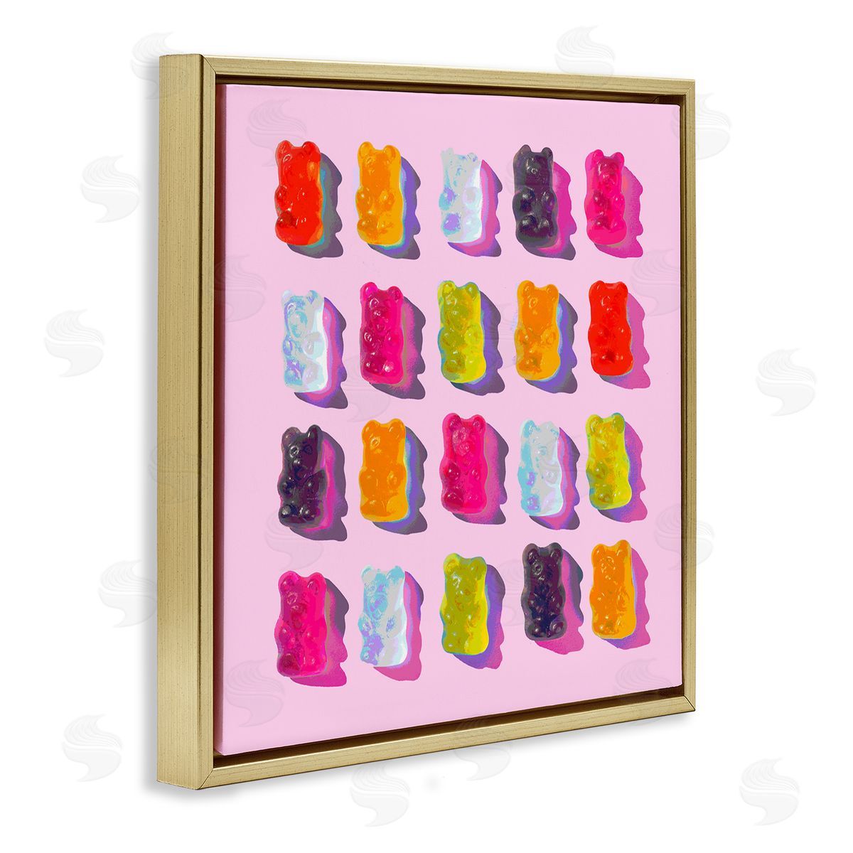 Stupell Studio Pink Modern Gummy Candy Gold Floater Frame Canvas Artside_