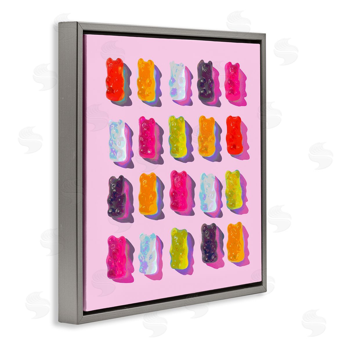 Stupell Studio Pink Modern Gummy Candy Gray Floater Frame Canvas Artside_
