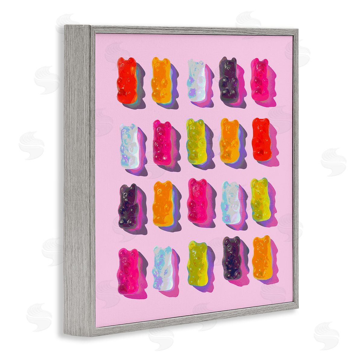 Stupell Studio Pink Modern Gummy Candy Gray Framed Giclee Wall Artside_