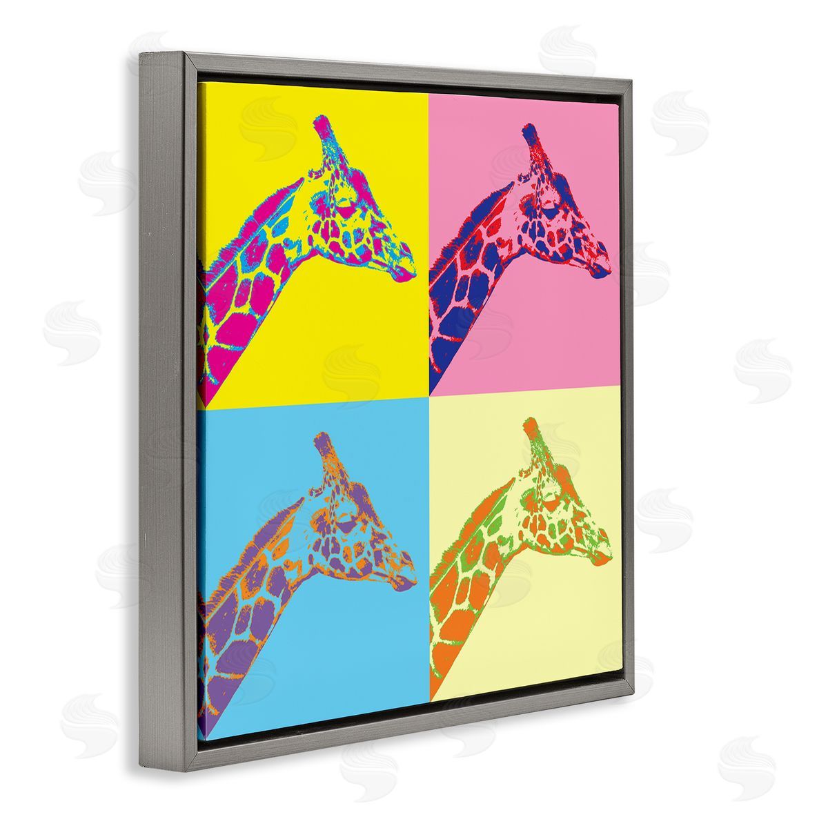 Daniel Sproul Pop Style Giraffes Gray Floater Frame Canvas Artside_