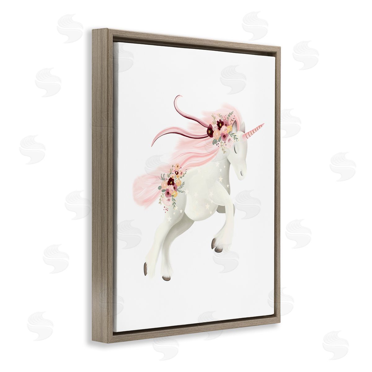Studio Q Pastel Galloping Unicorn Brown Floater Frame Canvas Artside_