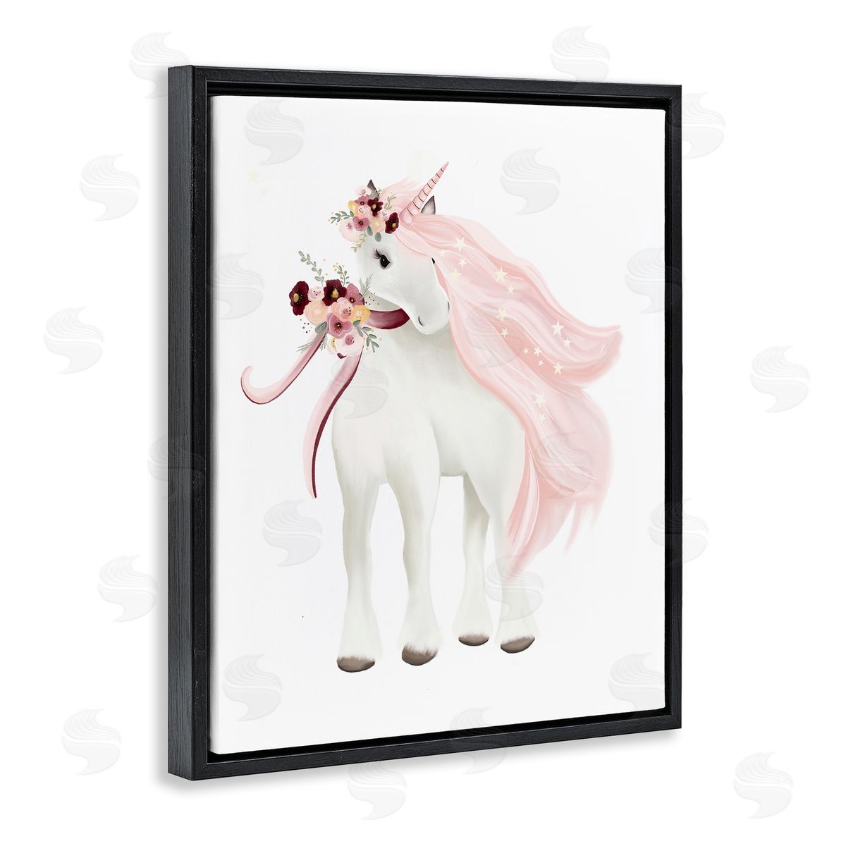 Studio Q Glam Pink Unicorn Black Floater Frame Canvas Artside_
