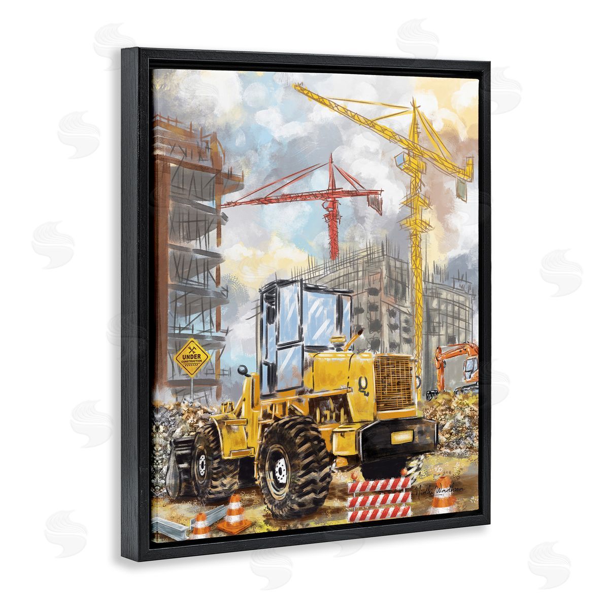 Nidhi Wadhwa Busy Construction Site Black Floater Frame Canvas Artside_