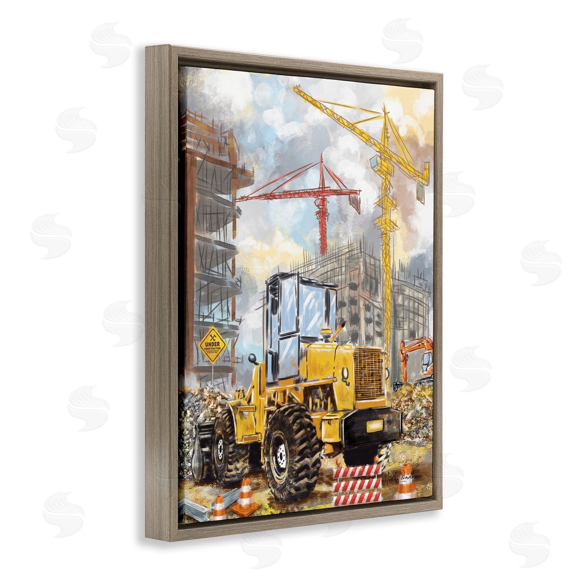Nidhi Wadhwa Busy Construction Site Brown Floater Frame Canvas Artside_