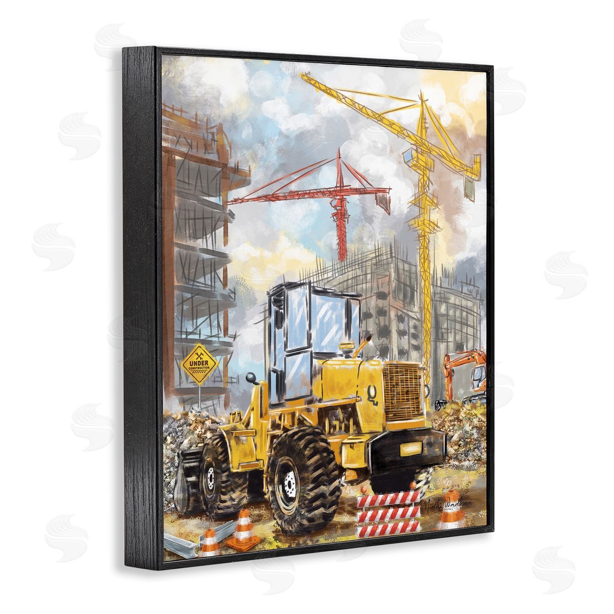 Nidhi Wadhwa Busy Construction Site Black Framed Giclee Wall Artside_