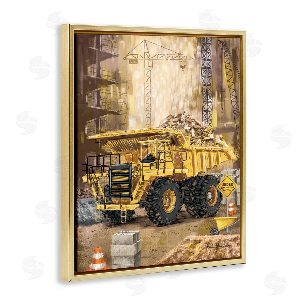 Nidhi Wadhwa Under Construction Site Gold Floater Frame Canvas Artside_