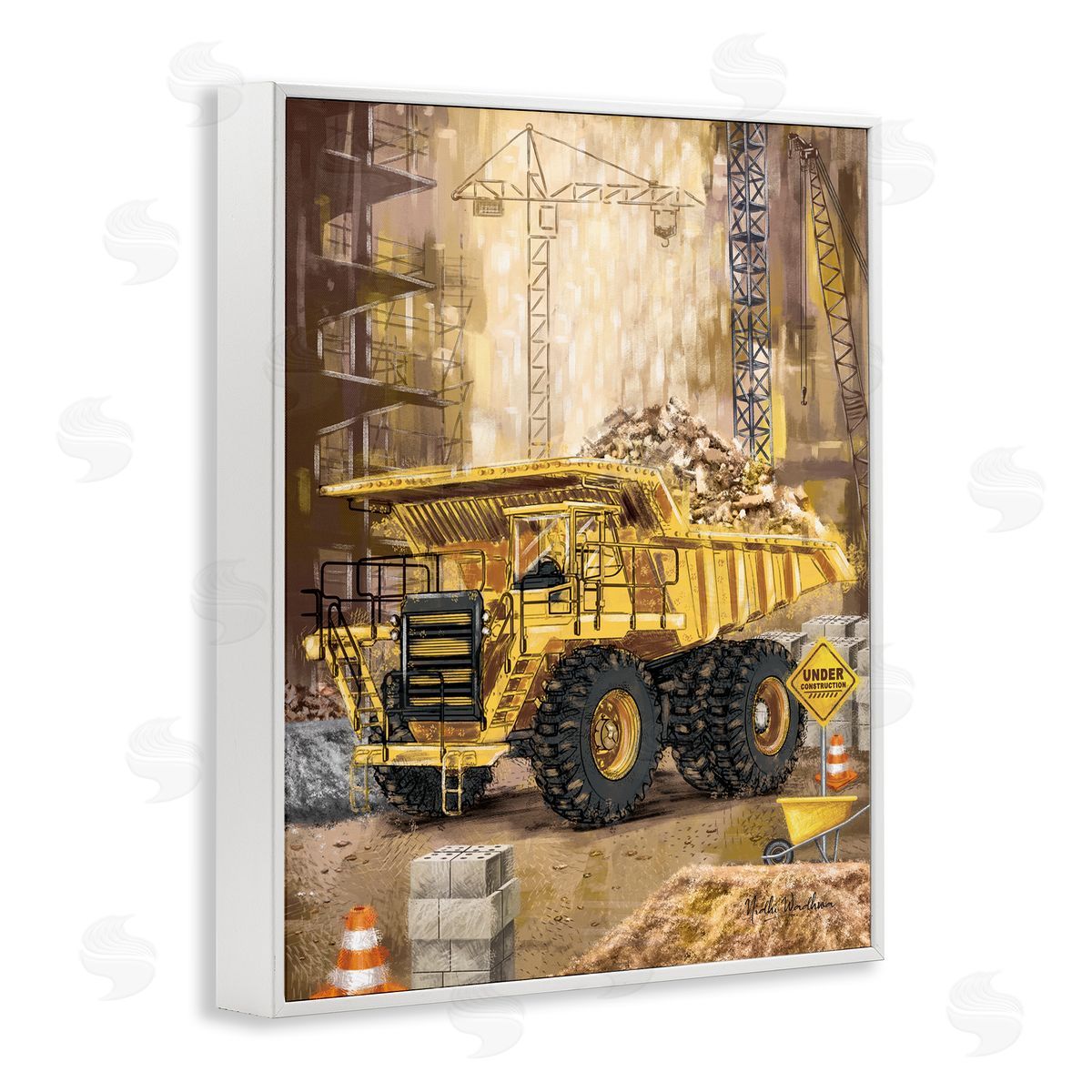 Nidhi Wadhwa Under Construction Site White Framed Giclee Wall Artside_