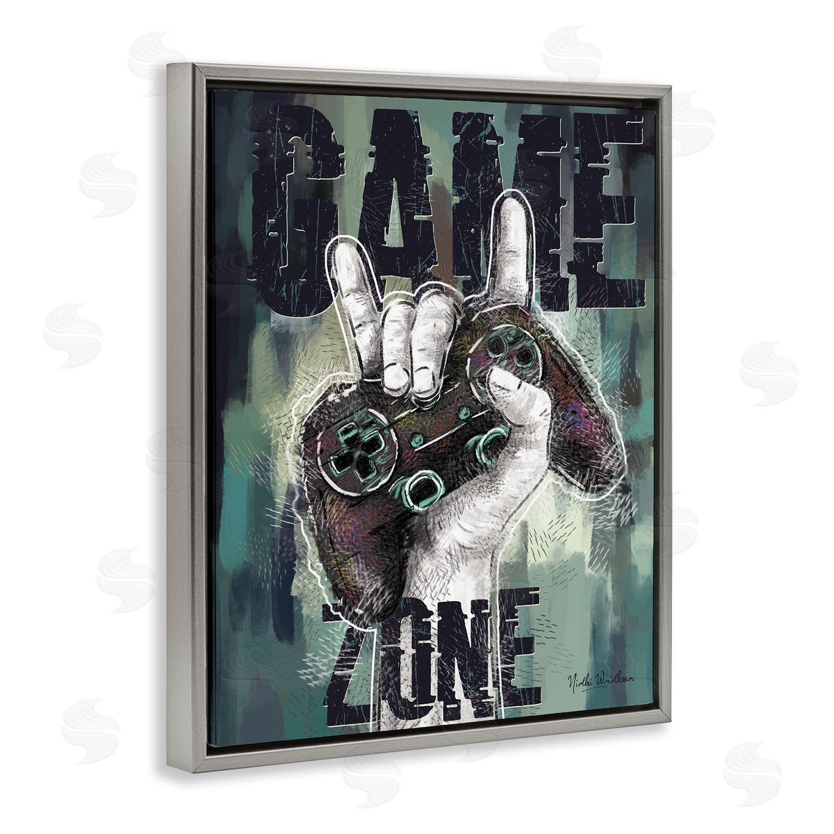 Nidhi Wadhwa Game Zone Controller Gray Floater Frame Canvas Artside_