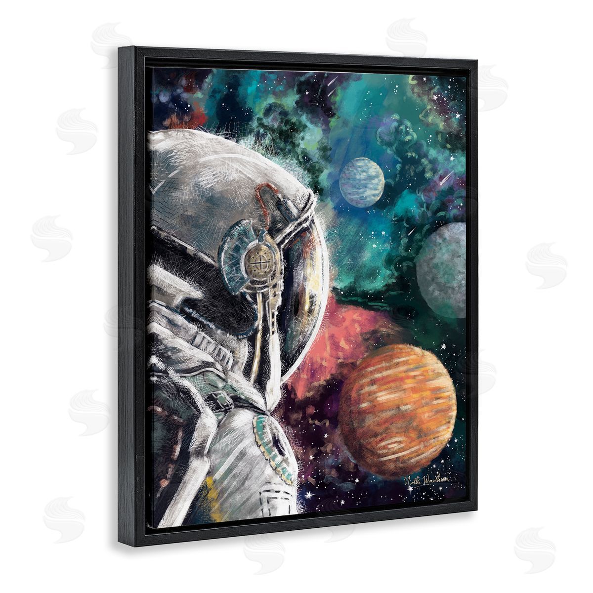 Nidhi Wadhwa Astronaut & Outer Space Black Floater Frame Canvas Artside_
