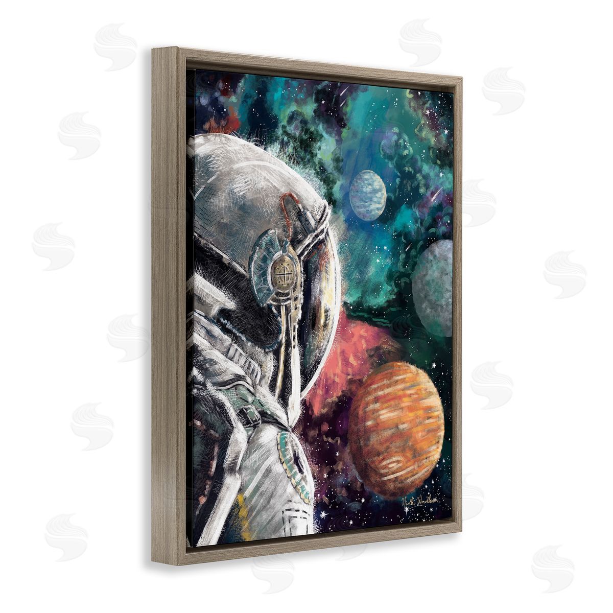 Nidhi Wadhwa Astronaut & Outer Space Brown Floater Frame Canvas Artside_