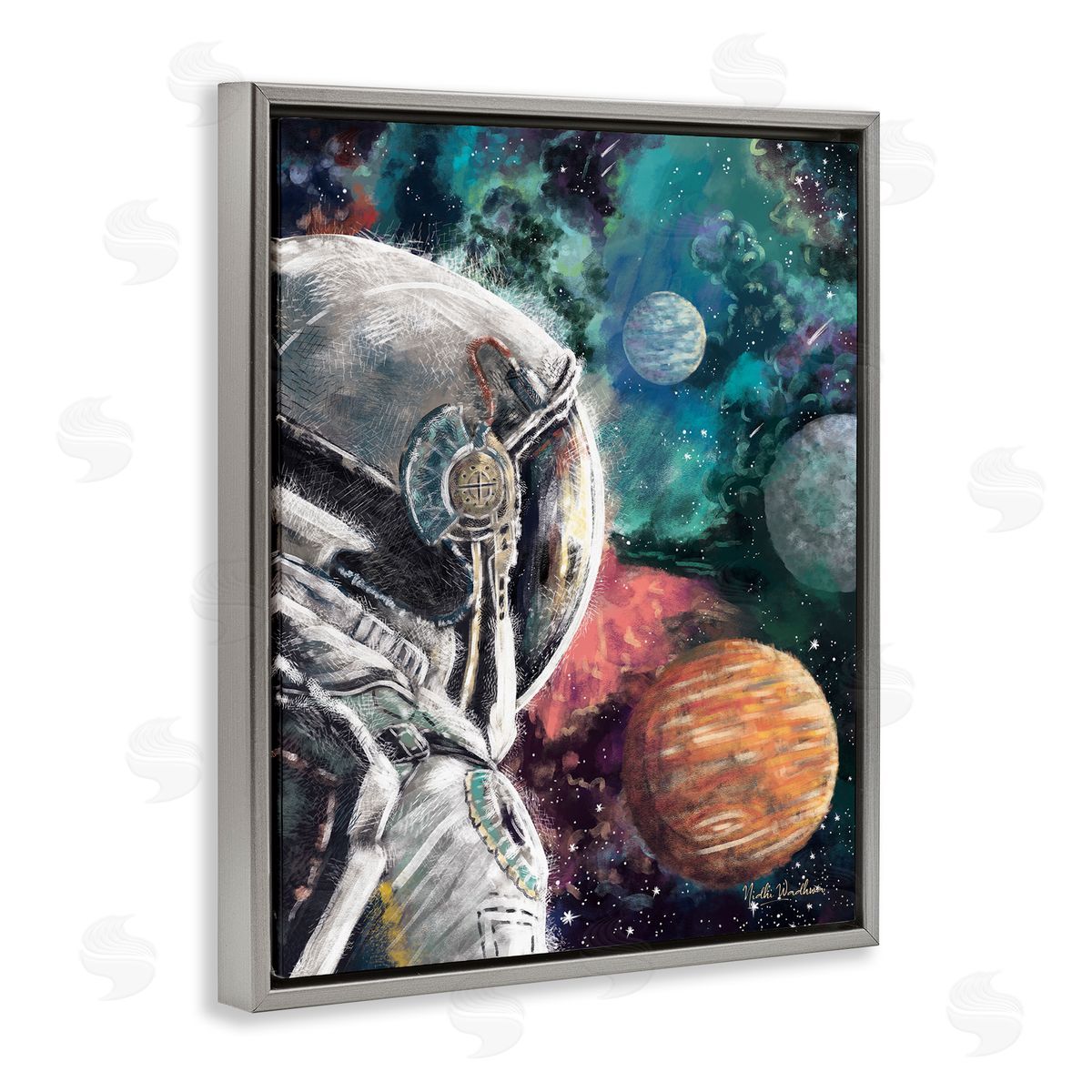 Nidhi Wadhwa Astronaut & Outer Space Gray Floater Frame Canvas Artside_