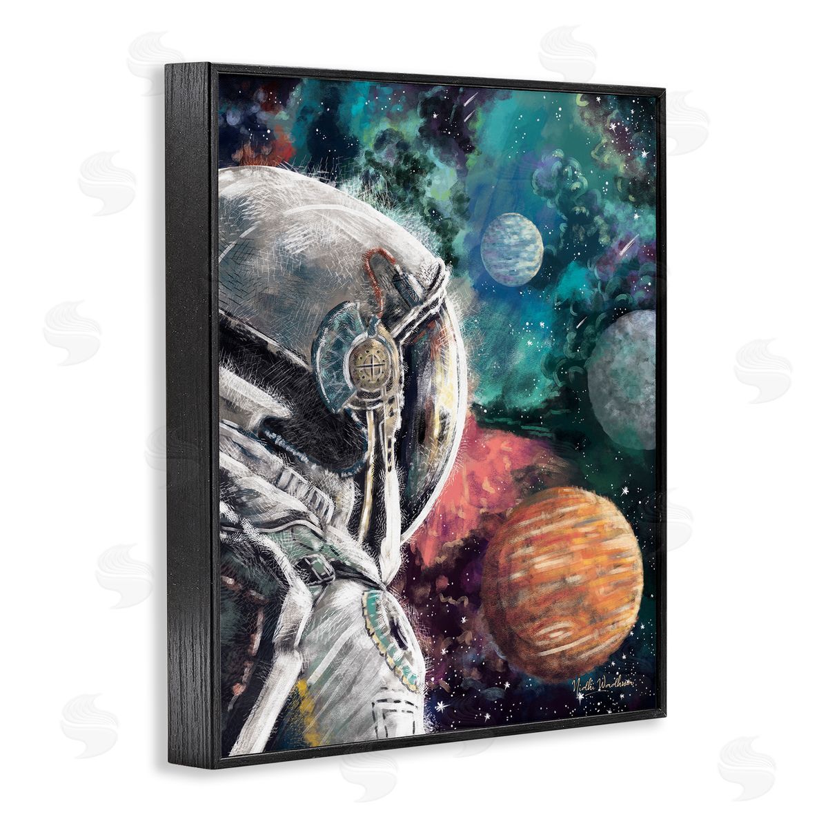 Nidhi Wadhwa Astronaut & Outer Space Black Framed Giclee Wall Artside_