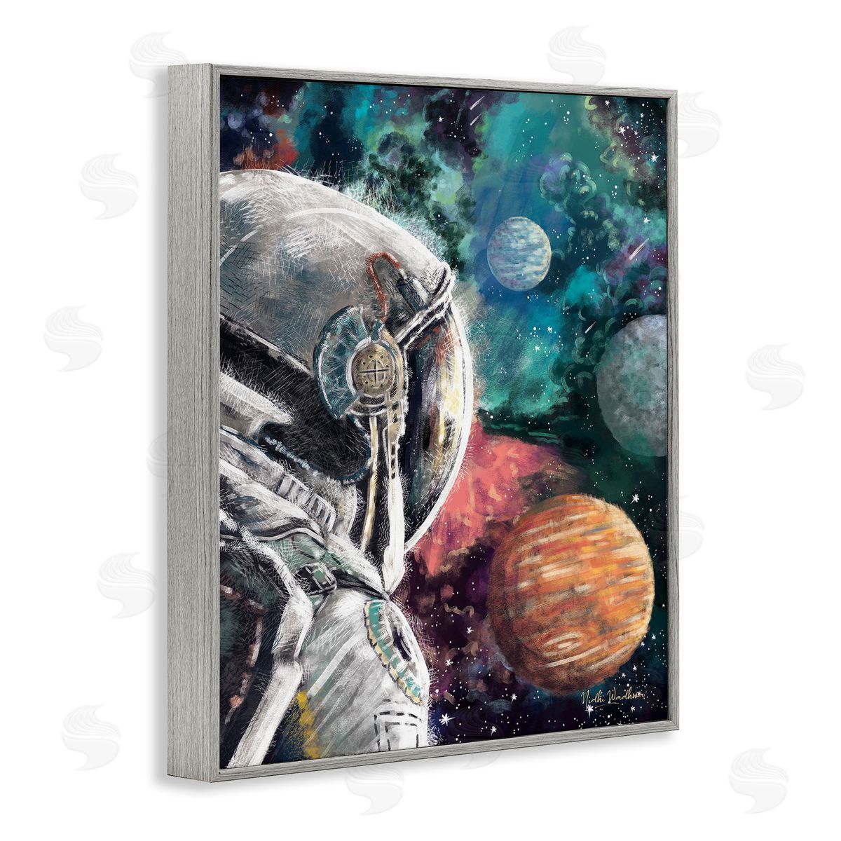 Nidhi Wadhwa Astronaut & Outer Space Gray Framed Giclee Wall Artside_