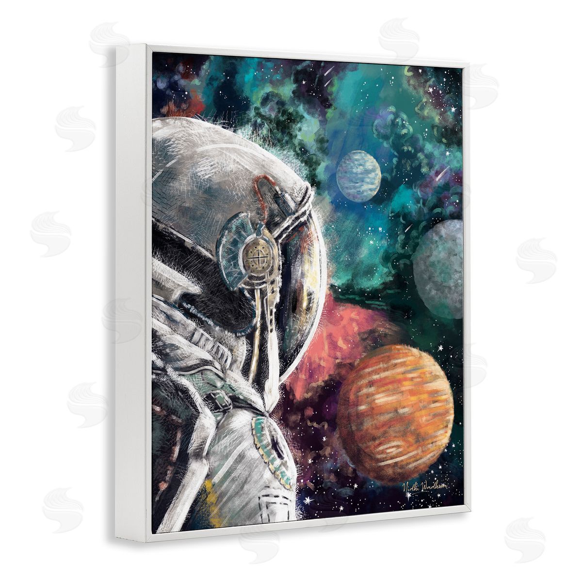 Nidhi Wadhwa Astronaut & Outer Space White Framed Giclee Wall Artside_