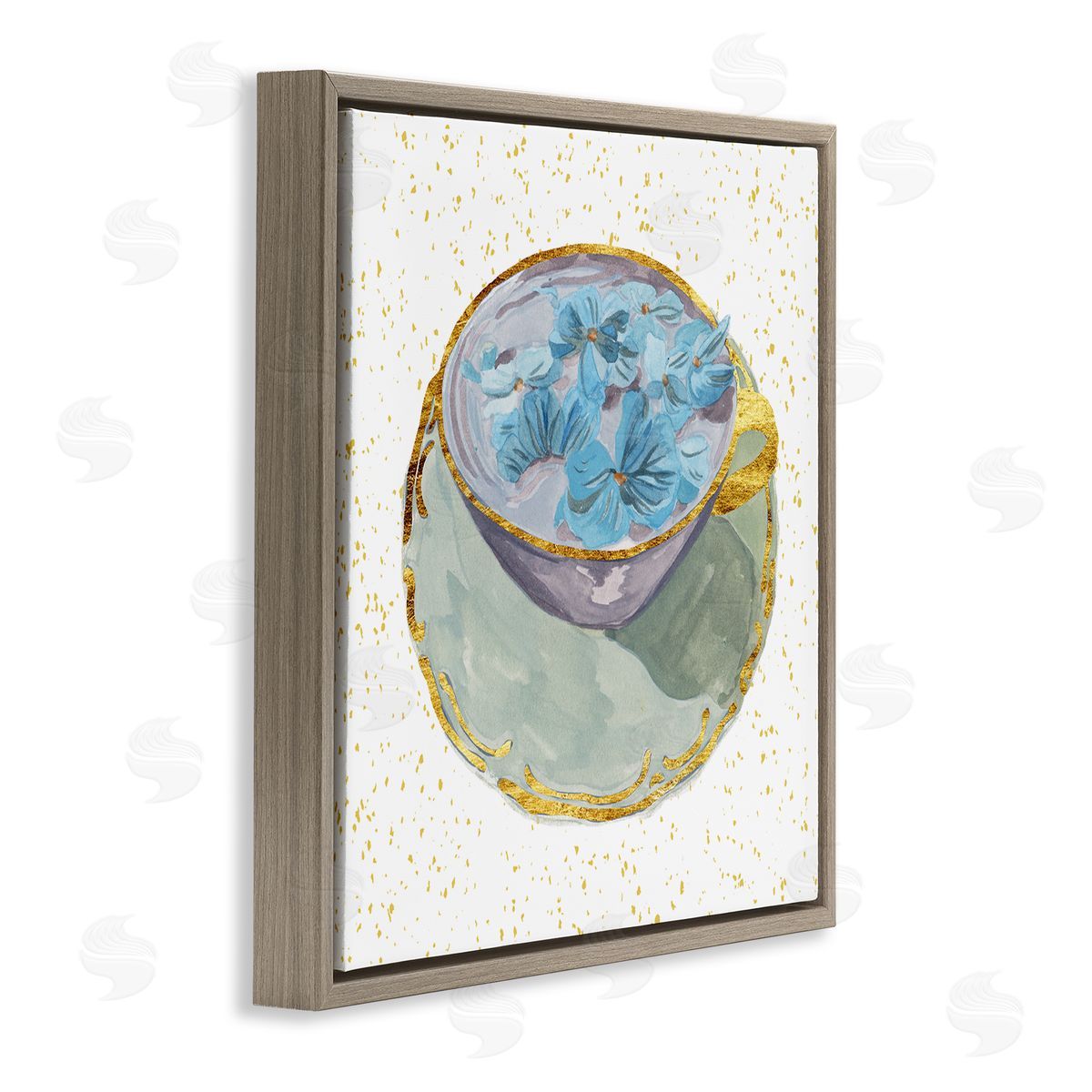 Melissa Wang Glam Floral Teacup Brown Floater Frame Canvas Artside_