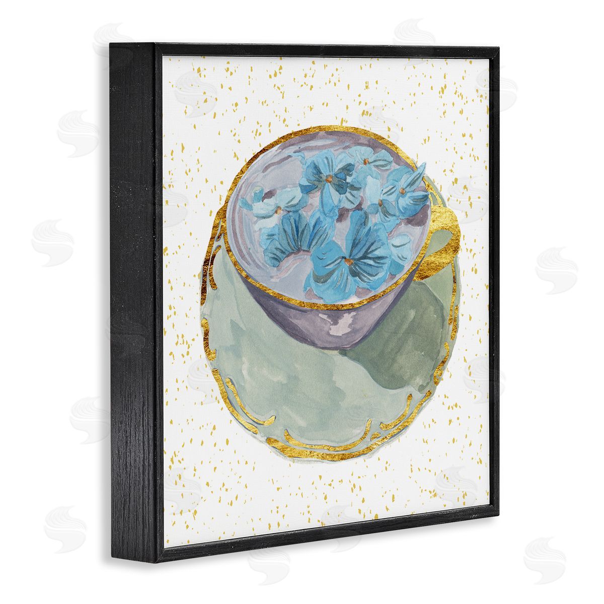 Melissa Wang Glam Floral Teacup Black Framed Giclee Wall Artside_