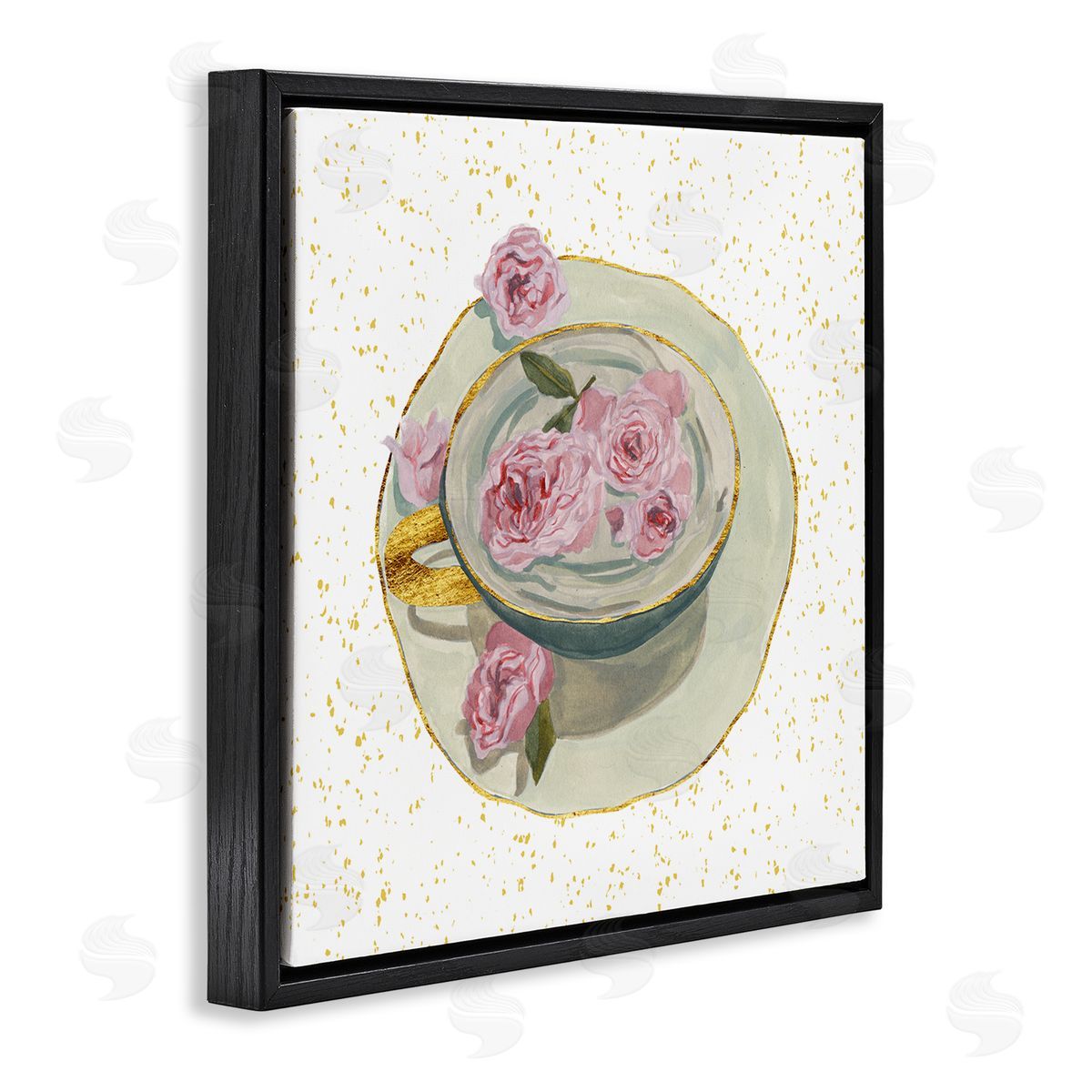 Melissa Wang Glam Petals Teacup Black Floater Frame Canvas Artside_