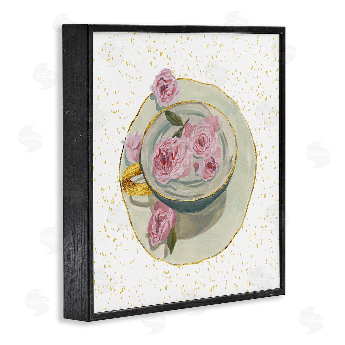 Melissa Wang Glam Petals Teacup Black Framed Giclee Wall Artside_