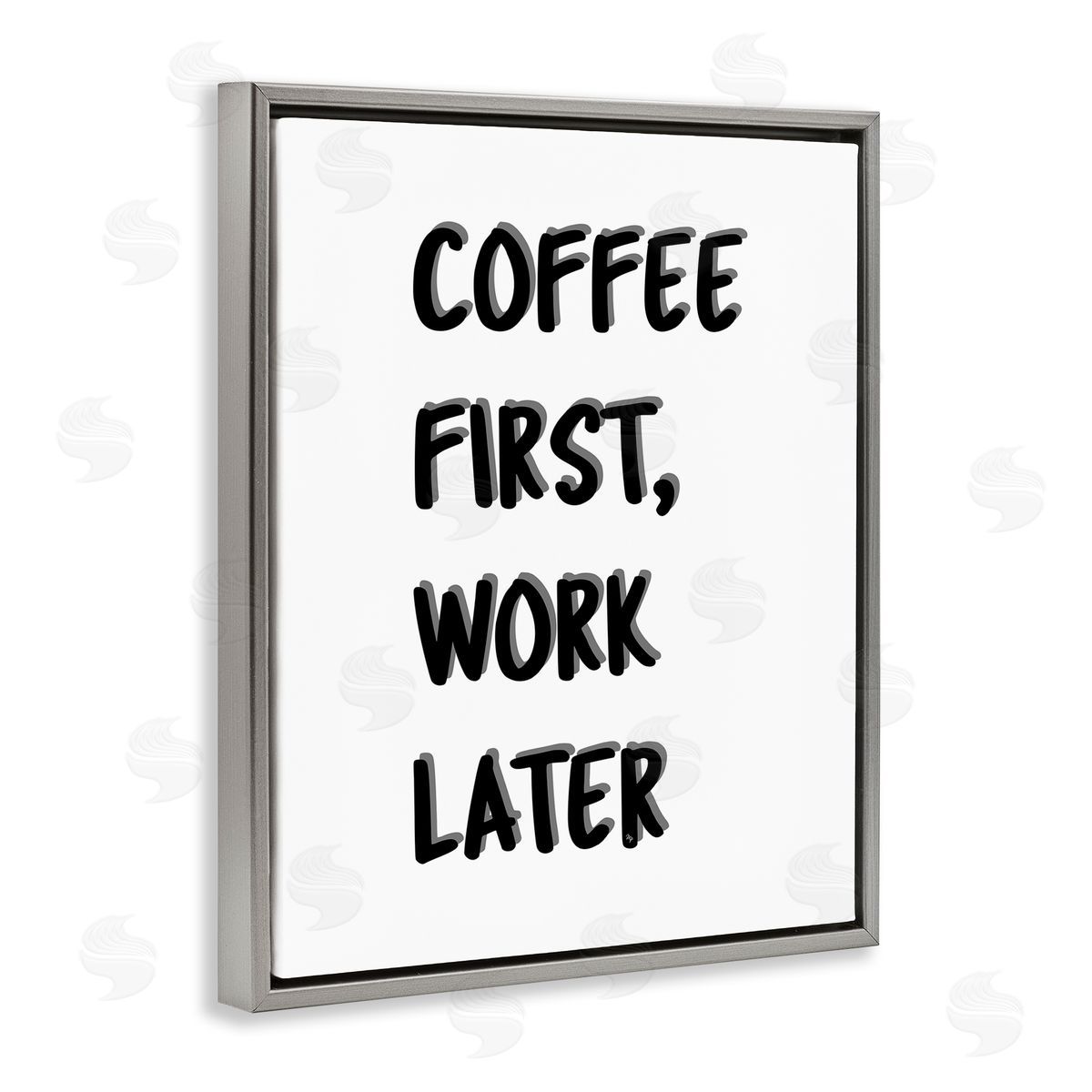 Martina Pavlova Coffee First Work Later Gray Floater Frame Canvas Artside_