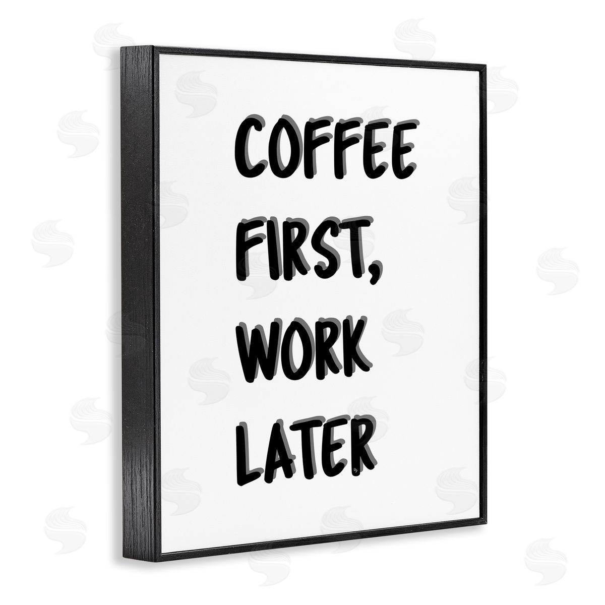 Martina Pavlova Coffee First Work Later Black Framed Giclee Wall Artside_