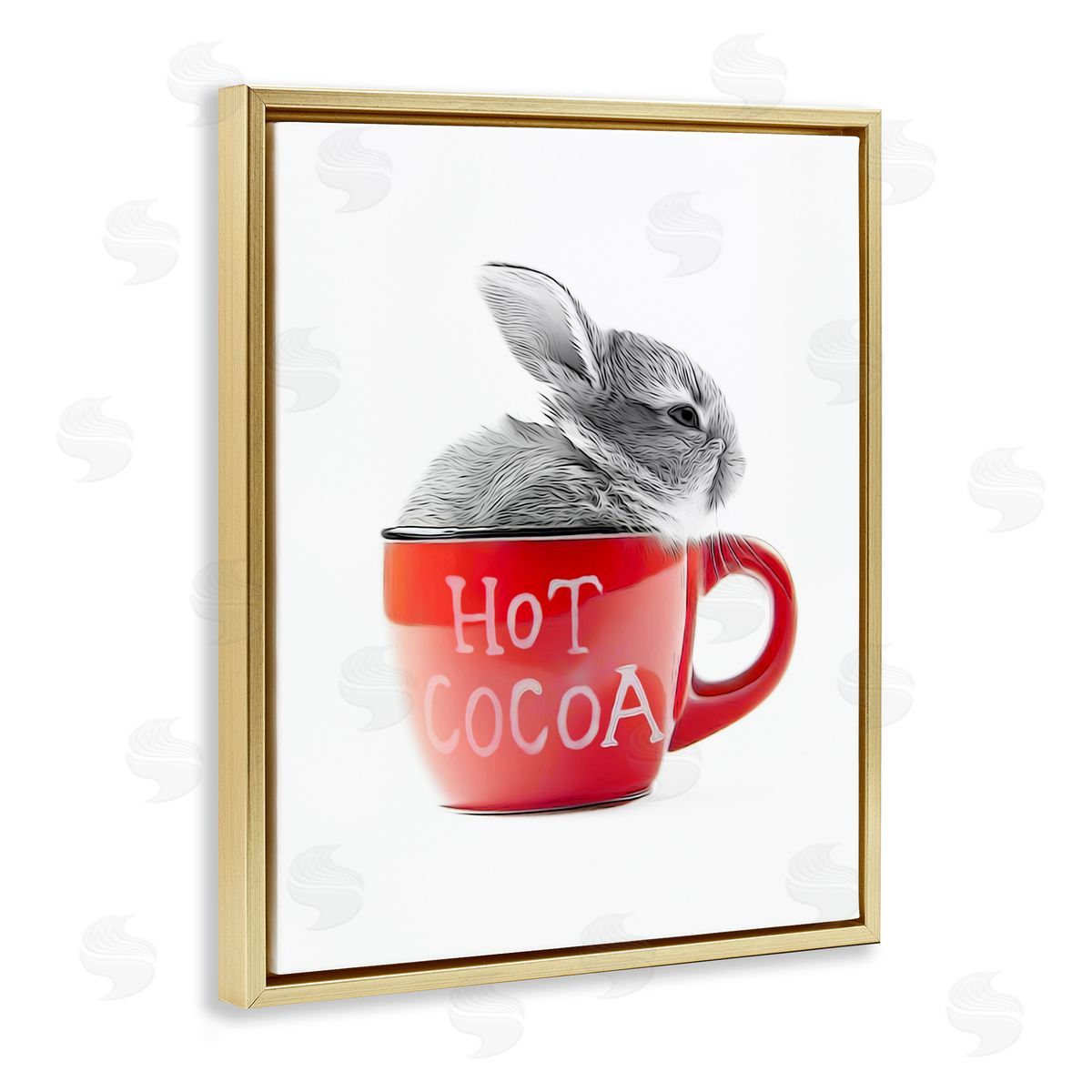 Annalisa Latella Bunny in Red Mug Gold Floater Frame Canvas Artside_