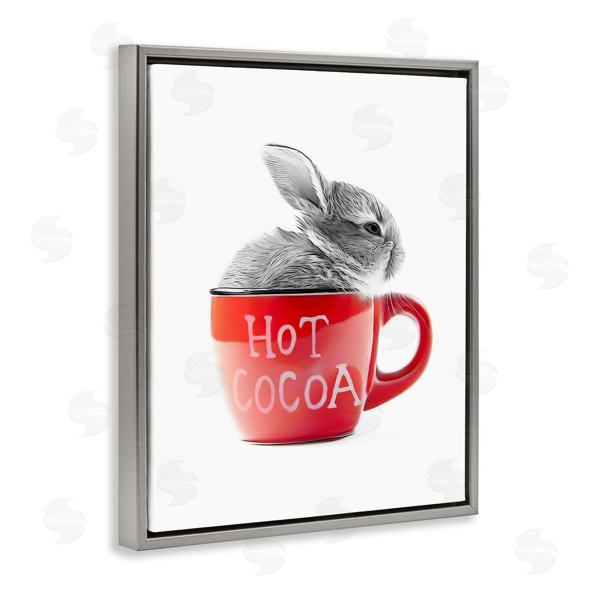 Annalisa Latella Bunny in Red Mug Gray Floater Frame Canvas Artside_