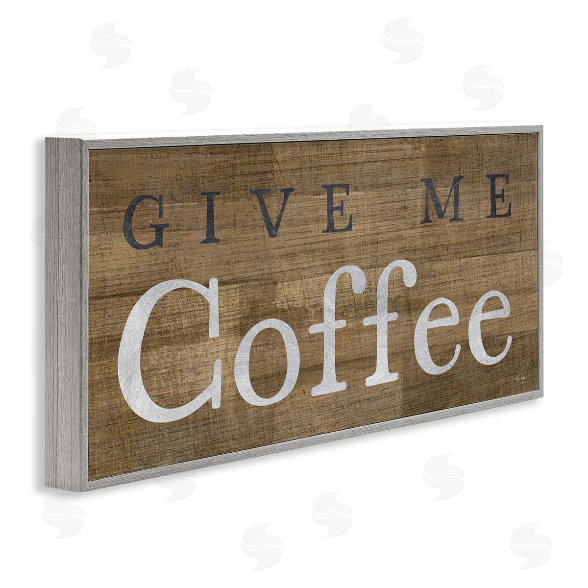 Rustic Give Me Coffee Grey Frame Print Wall Art, Home Decor by Yass Naffas Designs