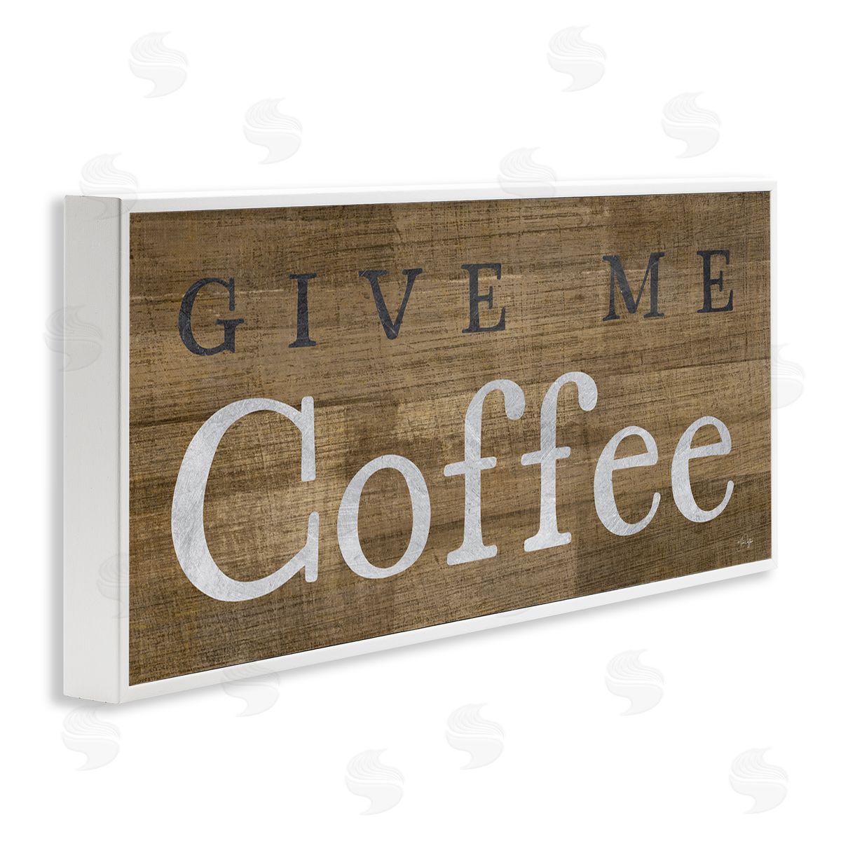 Rustic Give Me Coffee White Frame Print Wall Art, Home Decor by Yass Naffas Designs