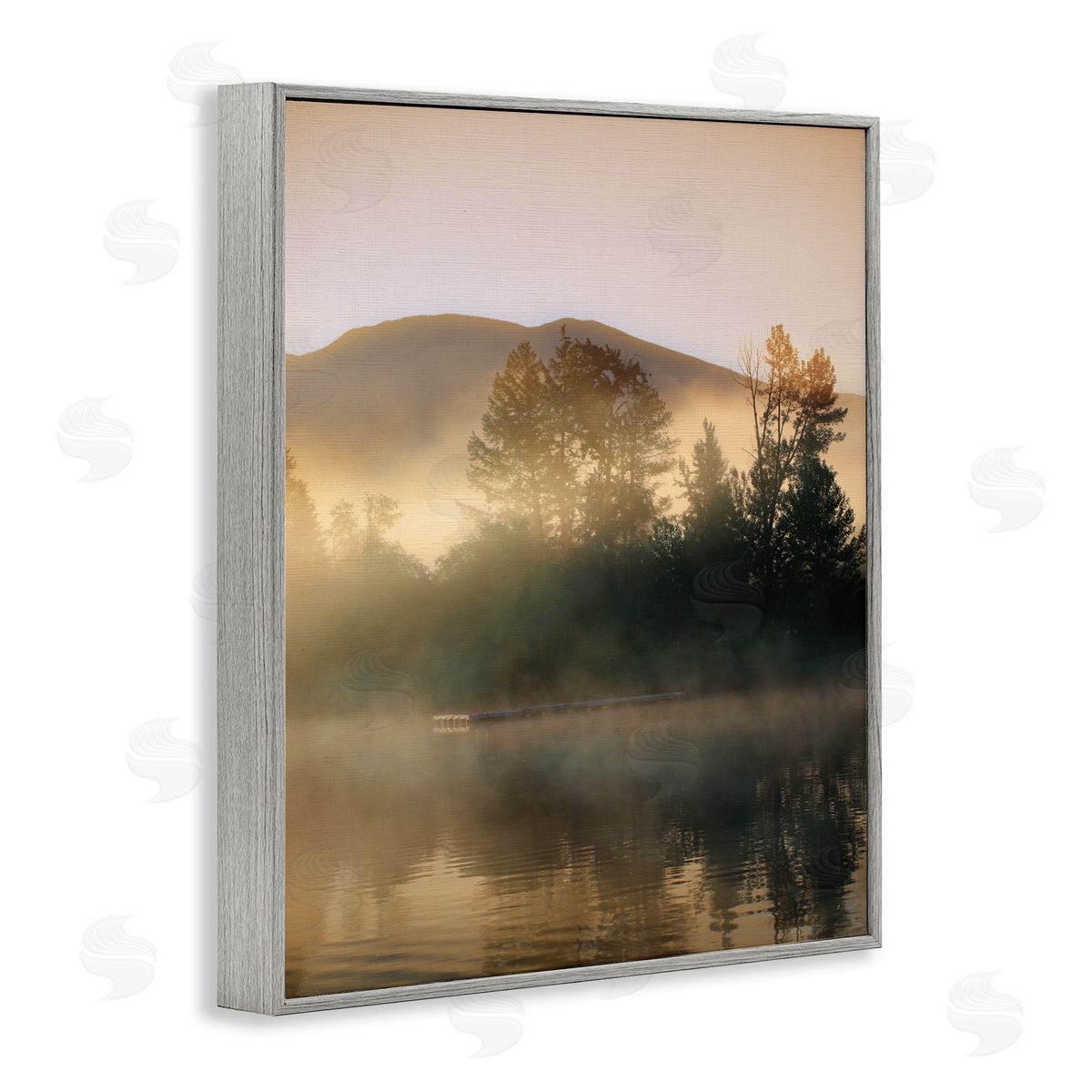 Carol Robinson Dock in Foggy Lake Gray Framed Giclee Wall Artside_