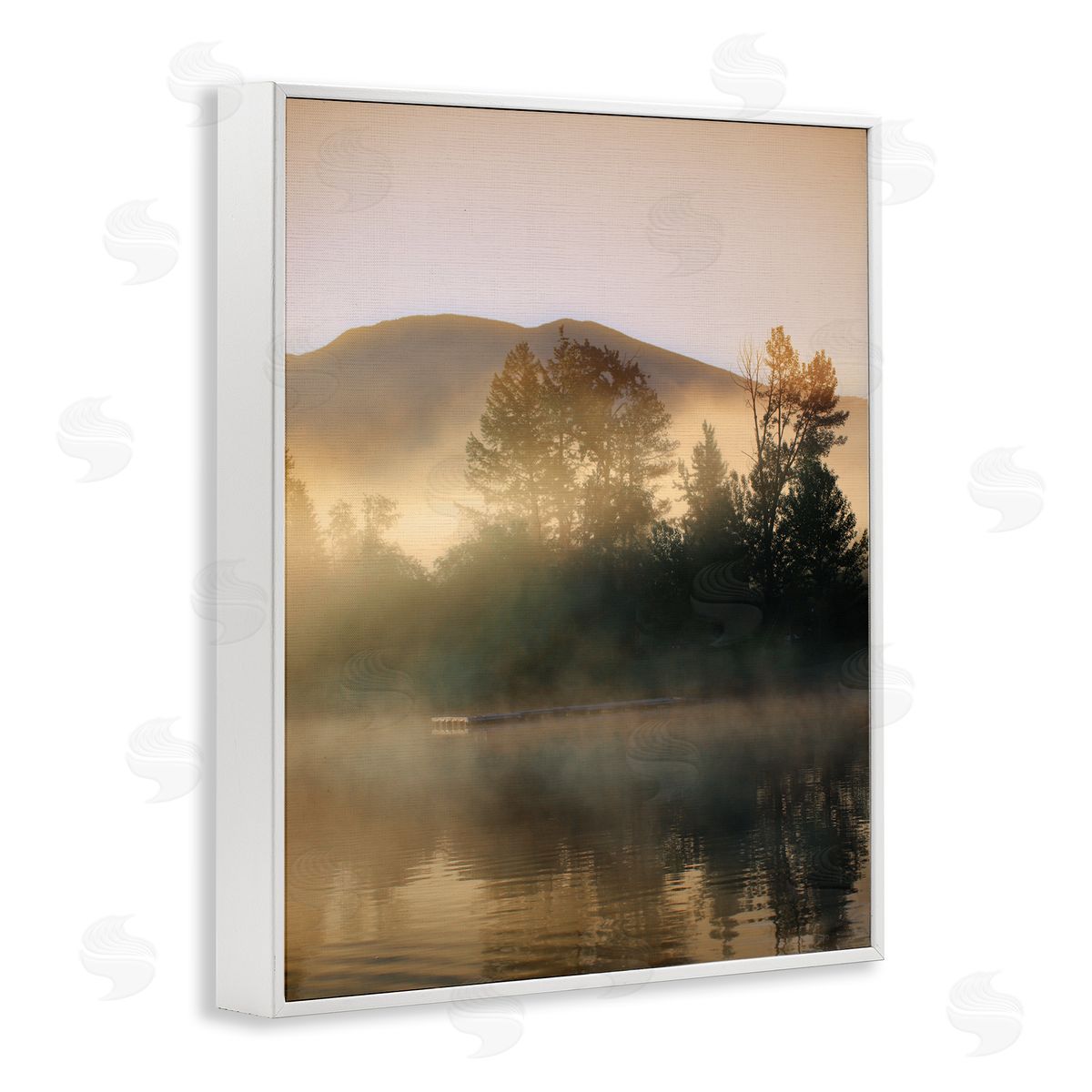 Carol Robinson Dock in Foggy Lake White Framed Giclee Wall Artside_