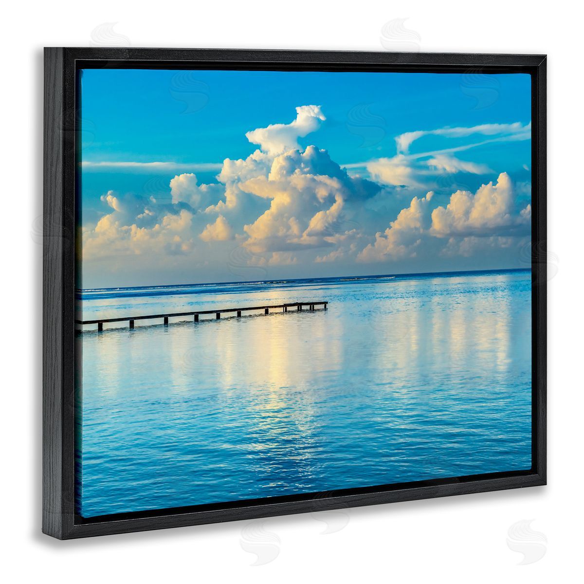 Danita Delimont Waterfront Dock Clouds Black Floater Frame Canvas Artside_