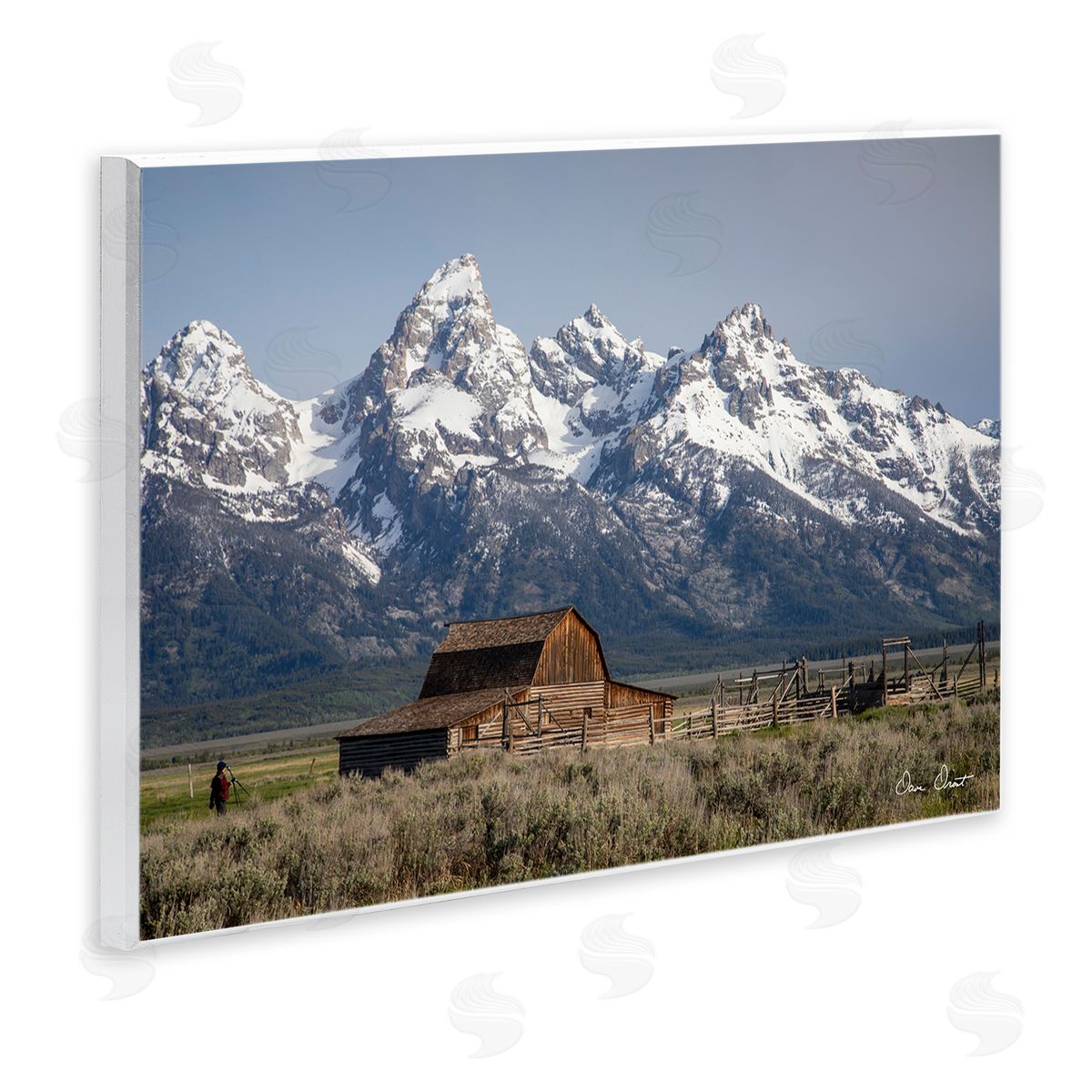 David Drost Cabin & Snowy Peaks Wall Plaque Artside_