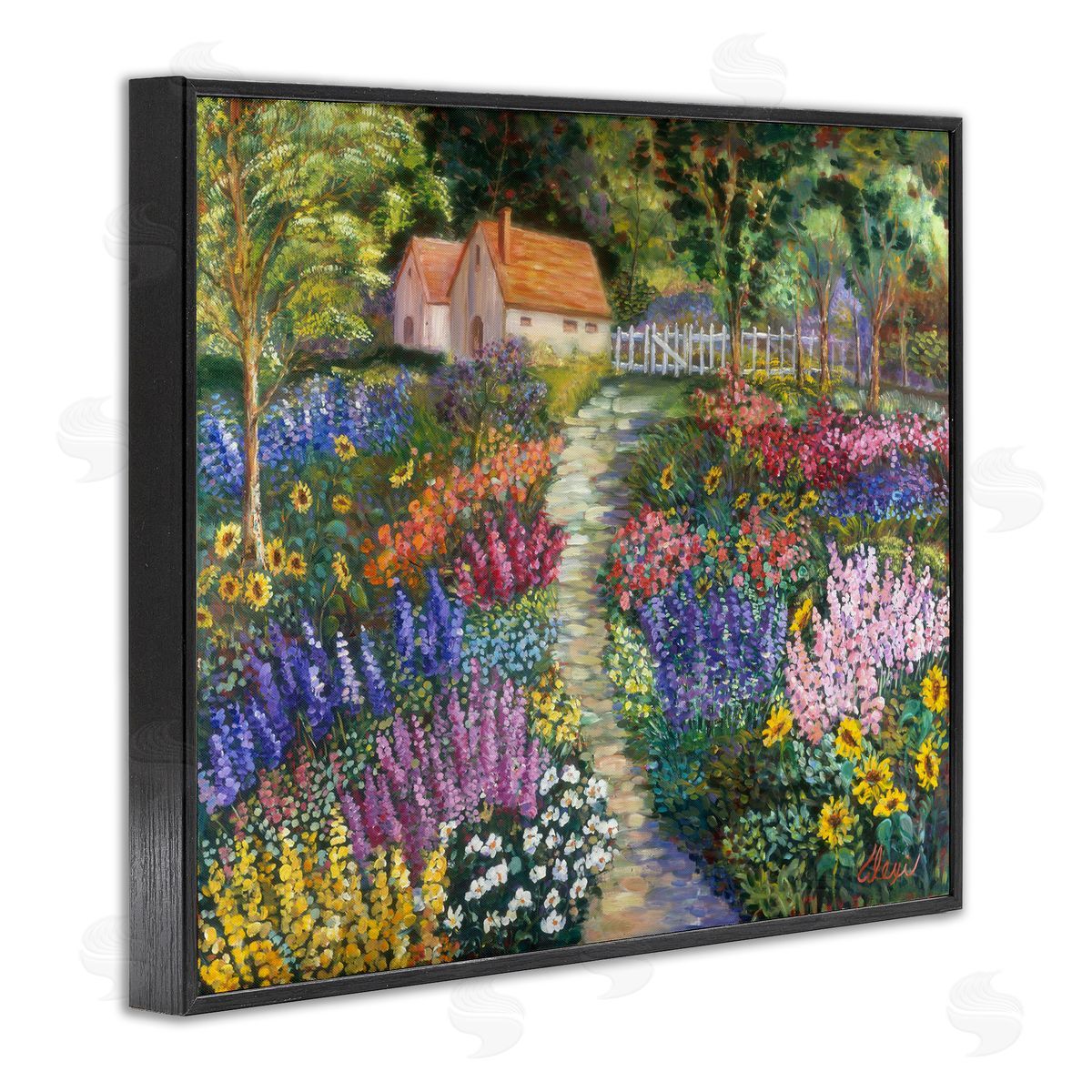 Floral Cottage Gardens Black Frame Print Wall Art, Home Decor by Alexi Fine